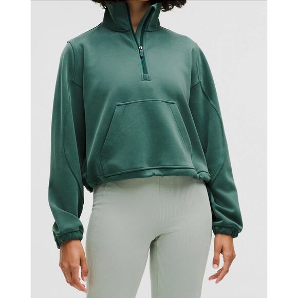 Lululemon Brushed Softstreme Half Zip Sweater in Storm Teal - Picture 1 of 5